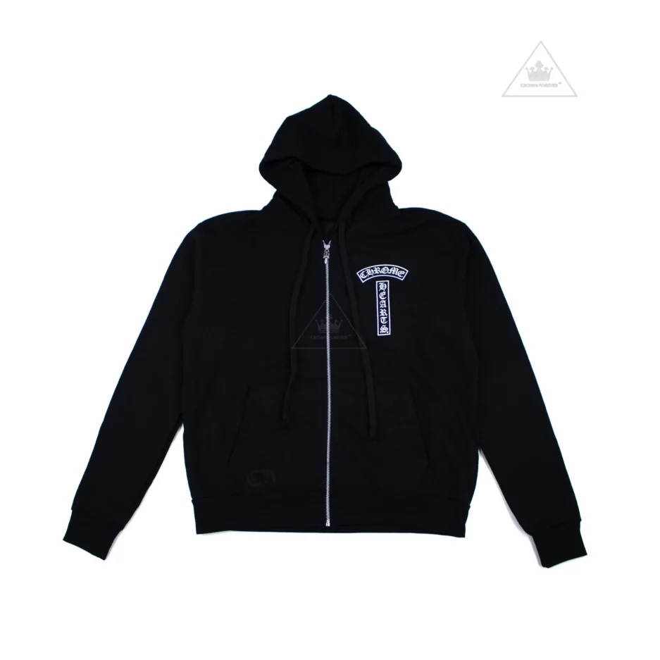 CH T Logo Script Letter FU Zip Hoodie Black