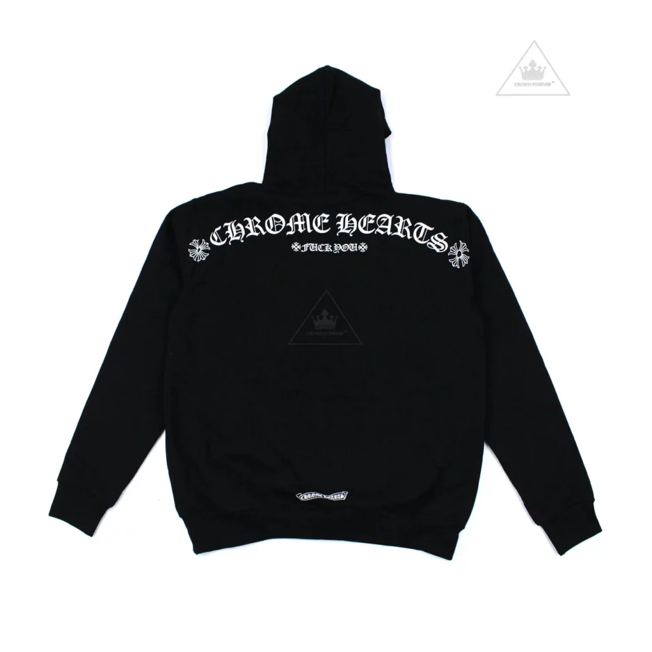 CH T Logo Script Letter FU Zip Hoodie Black